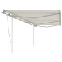 Toldo retráctil manual con postes crema 6x3 m de vidaXL, Toldos - Ref: Foro24-3069997, Precio: 675,51 €, Descuento: %