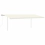 Manual retractable awning with cream poles 6x3 m by vidaXL, Awnings - Ref: Foro24-3069997, Price: 675,51 €, Discount: %