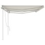 Manual retractable awning with cream poles 6x3 m by vidaXL, Awnings - Ref: Foro24-3069997, Price: 675,51 €, Discount: %