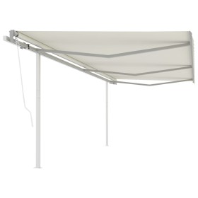 Toldo retráctil automático con postes crema 6x3 m de vidaXL, Toldos - Ref: Foro24-3070007, Precio: 677,59 €, Descuento: %