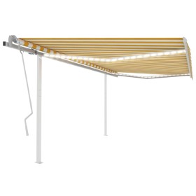 Manual retractable awning with yellow and white LED 4x3.5 m by vidaXL, Awnings - Ref: Foro24-3070023, Price: 485,22 €, Discou...