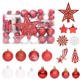 Juego de adornos de navidad de 108 piezas rojo y blanco de vidaXL, Adornos festivos - Ref: Foro24-330092, Precio: 38,99 €, De...