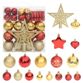 70-teiliges Weihnachtsornament-Set in Gold und Rot von vidaXL, Festliche Dekorationen - Ref: Foro24-330088, Preis: 26,90 €, R...