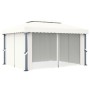 Gazebo with curtain and LED strip of cream aluminum lights 4x3 m by vidaXL, Tents and gazebos - Ref: Foro24-3070353, Price: 5...