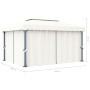 Gazebo with curtain and LED strip of cream aluminum lights 4x3 m by vidaXL, Tents and gazebos - Ref: Foro24-3070353, Price: 5...