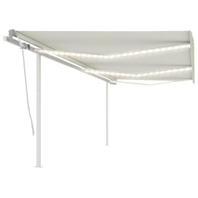 Toldo retráctil manual con LED crema 6x3,5 m de vidaXL, Toldos - Ref: Foro24-3070082, Precio: 728,99 €, Descuento: %