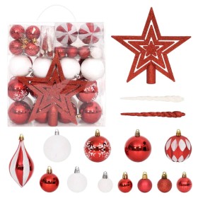 64-teiliges Weihnachtsornament-Set in Rot und Weiß von vidaXL, Festliche Dekorationen - Ref: Foro24-330089, Preis: 22,99 €, R...