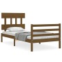 Honey brown solid wood bed frame with headboard 90x200cm by vidaXL, Beds and slatted bases - Ref: Foro24-3195144, Price: 115,...