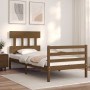 Honey brown solid wood bed frame with headboard 90x200cm by vidaXL, Beds and slatted bases - Ref: Foro24-3195144, Price: 115,...