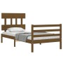 Honey brown solid wood bed frame with headboard 90x200cm by vidaXL, Beds and slatted bases - Ref: Foro24-3195144, Price: 115,...