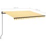 Manual retractable awning with yellow and white LED 3.5x2.5 m by vidaXL, Awnings - Ref: Foro24-3070123, Price: 500,13 €, Disc...