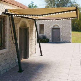 Toldo automático LED sensor de viento amarillo y blanco 4x3 m de vidaXL, Toldos - Ref: Foro24-3070153, Precio: 746,40 €, Desc...