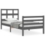 Gray solid wood bed frame with headboard 100x200 cm by vidaXL, Beds and slatted bases - Ref: Foro24-3194823, Price: 106,37 €,...