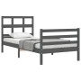 Gray solid wood bed frame with headboard 100x200 cm by vidaXL, Beds and slatted bases - Ref: Foro24-3194823, Price: 106,37 €,...