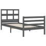 Gray solid wood bed frame with headboard 100x200 cm by vidaXL, Beds and slatted bases - Ref: Foro24-3194823, Price: 106,37 €,...