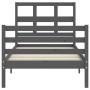 Gray solid wood bed frame with headboard 100x200 cm by vidaXL, Beds and slatted bases - Ref: Foro24-3194823, Price: 106,37 €,...