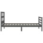 Gray solid wood bed frame with headboard 100x200 cm by vidaXL, Beds and slatted bases - Ref: Foro24-3194823, Price: 106,37 €,...