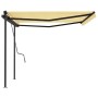 Automatic retractable awning with yellow and white poles 4x3.5 m by vidaXL, Awnings - Ref: Foro24-3070228, Price: 658,87 €, D...