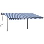 Toldo retráctil manual con postes azul y blanco 4x3,5 m de vidaXL, Toldos - Ref: Foro24-3070216, Precio: 620,15 €, Descuento: %