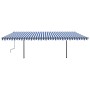 Toldo retráctil automático con postes azul y blanco 6x3 m de vidaXL, Toldos - Ref: Foro24-3070206, Precio: 704,16 €, Descuent...