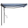 Toldo retráctil manual con postes azul y blanco 4x3,5 m de vidaXL, Toldos - Ref: Foro24-3070216, Precio: 620,15 €, Descuento: %