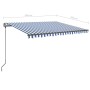 Toldo retráctil manual con postes azul y blanco 4x3,5 m de vidaXL, Toldos - Ref: Foro24-3070216, Precio: 620,15 €, Descuento: %