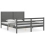 Estructura de cama con cabecero madera maciza gris 160x200 cm de vidaXL, Camas y somieres - Ref: Foro24-3195038, Precio: 206,...