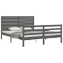 Estructura de cama con cabecero madera maciza gris 160x200 cm de vidaXL, Camas y somieres - Ref: Foro24-3195038, Precio: 206,...