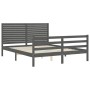 Estructura de cama con cabecero madera maciza gris 160x200 cm de vidaXL, Camas y somieres - Ref: Foro24-3195038, Precio: 206,...