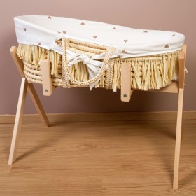 CHILDHOME Bassinet crib with mattress and raffia hearts cover by CHILDHOME, Cribs and bassinets - Ref: Foro24-437369, Price: ...