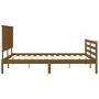 Double bed frame with honey brown wooden headboard by vidaXL, Beds and slatted bases - Ref: Foro24-3195229, Price: 165,99 €, ...