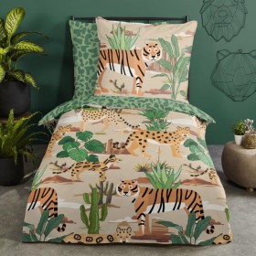 Good Morning Funda edredón infantil FELINES 135x200 cm arena y verde de Good Morning, Fundas de nórdico - Ref: Foro24-437694,...