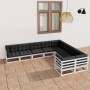 9-piece garden furniture set with white pine wood cushions by vidaXL, Garden sets - Ref: Foro24-3077035, Price: 750,79 €, Dis...