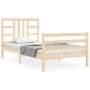 Estructura de cama con cabecero madera maciza 90x200 cm de vidaXL, Camas y somieres - Ref: Foro24-3193906, Precio: 94,91 €, D...