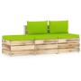 3-piece garden furniture with green impregnated wood cushions by vidaXL, Garden sets - Ref: Foro24-3074578, Price: 255,94 €, ...