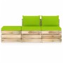 3-piece garden furniture with green impregnated wood cushions by vidaXL, Garden sets - Ref: Foro24-3074578, Price: 255,94 €, ...