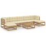 8-piece garden furniture set with brown honey pine wood cushions by vidaXL, Garden sets - Ref: Foro24-3077132, Price: 646,29 ...