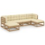 Set de muebles de jardín 6 pzs cojines madera pino marrón miel de vidaXL, Conjuntos de jardín - Ref: Foro24-3077117, Precio: ...