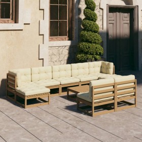 Garden furniture set 10 pieces honey brown pine wood cushions by vidaXL, Garden sets - Ref: Foro24-3077142, Price: 891,33 €, ...