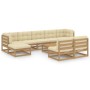 Set de muebles de jardín 10 pzs cojines madera pino marrón miel de vidaXL, Conjuntos de jardín - Ref: Foro24-3077142, Precio:...