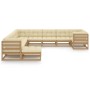 Set de muebles de jardín 11 pzs cojines madera pino marrón miel de vidaXL, Conjuntos de jardín - Ref: Foro24-3077097, Precio:...