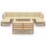 Set de muebles de jardín 10 pzs cojines madera pino marrón miel de vidaXL, Conjuntos de jardín - Ref: Foro24-3077162, Precio:...