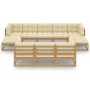 Set de muebles de jardín 10 pzs cojines madera pino marrón miel de vidaXL, Conjuntos de jardín - Ref: Foro24-3077167, Precio:...