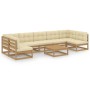 Garden furniture set 8 pcs honey brown pine wood cushions by vidaXL, Garden sets - Ref: Foro24-3077192, Price: 781,99 €, Disc...