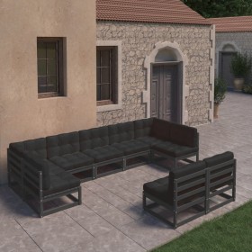 9-piece garden furniture set with black pine wood cushions by vidaXL, Garden sets - Ref: Foro24-3077218, Price: 970,99 €, Dis...