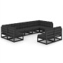 Set de muebles de jardín 9 pzas con cojines madera pino negro de vidaXL, Conjuntos de jardín - Ref: Foro24-3077218, Precio: 9...