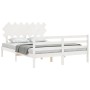 White solid wood bed frame with headboard 140x190 cm by vidaXL, Beds and slatted bases - Ref: Foro24-3195267, Price: 133,66 €...