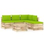 Garden furniture 6 pieces with green impregnated wood cushions by vidaXL, Garden sets - Ref: Foro24-3074710, Price: 578,30 €,...