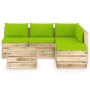 Garden furniture 6 pieces with green impregnated wood cushions by vidaXL, Garden sets - Ref: Foro24-3074710, Price: 578,30 €,...