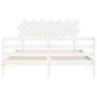 White solid wood bed frame with headboard 140x190 cm by vidaXL, Beds and slatted bases - Ref: Foro24-3195267, Price: 133,66 €...